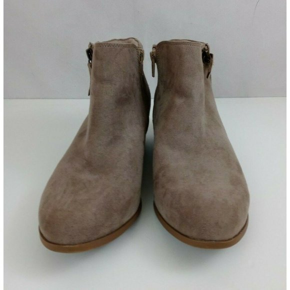 Mossimo Tan Faux Suede Double Side Zip Ankle Boots Size 9.5 - Picture 2 of 10
